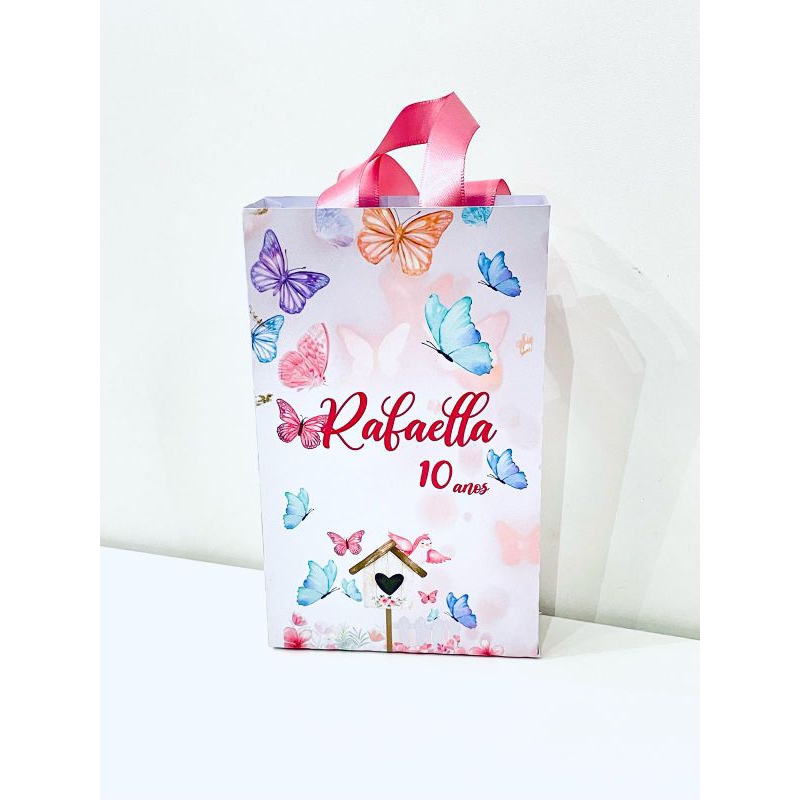 12,20 ou 25 Lembrancinhas Personalizadas Sacolinhas Jardim Encantado jardim das Borboletas