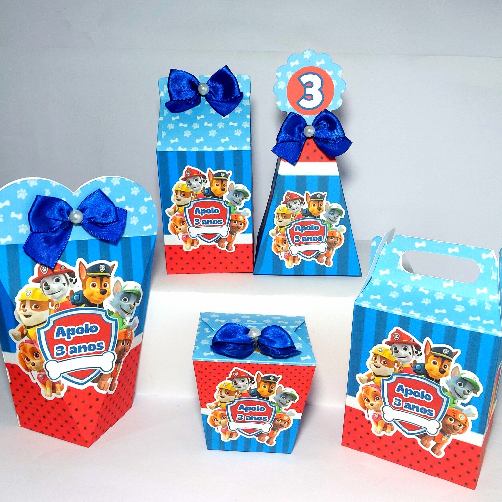 Kit PATRULHA CANINA 50 Lembrancinhas Personalizadas MIMOS Caixinhas de aniversário infantil KIT FESTA