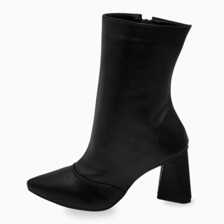 Bota Feminina Cano Médio Botinha Feminina Super Leve Moda Casual Botas Feminina Salto Grosso Salto Alto Bico Fino