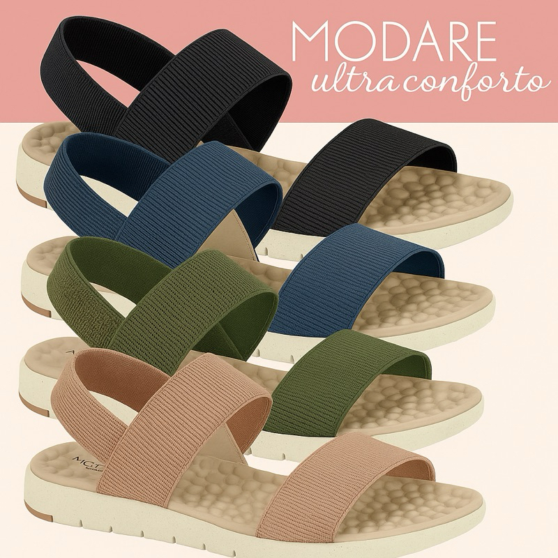 Sandália Feminina Ortopédica Massageadora Modare Rasteira Original em Oferta na Shopee