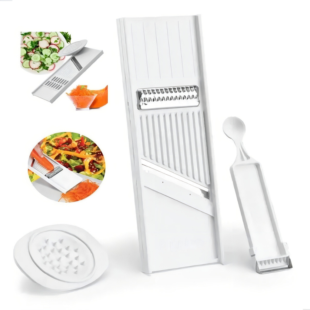 Kit 4 Em 1 Domeasy Descascador, Fatiador, Ralador E Boleador Mandoline Cortador De Legumes, Frutas