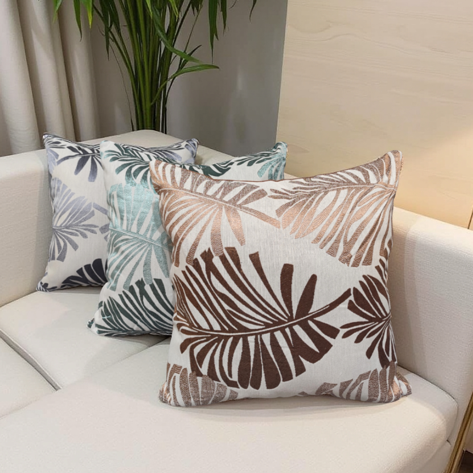 Capa de Almofada Estampada Folhagem Tropical 45x45 Kit 1 e 2 | Elegante e Natural no Seu Sofá em Oferta na Shopee