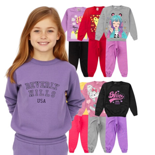 Kit 6 peças Conjunto de moletom juvenil Menina tamanho 01 ao 14 em Oferta na Shopee