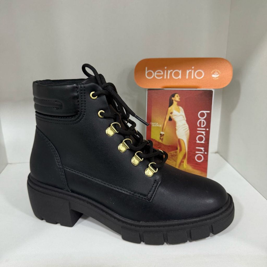 Coturno Feminino Bota Feminina Beira Rio Original Salto Baixo Cano Curto Bota Confortável