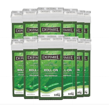 Kit C/12  Cera Depimiel Rollon Clássica, vegetal ou men, chocolate branco ou extrato de flores100g