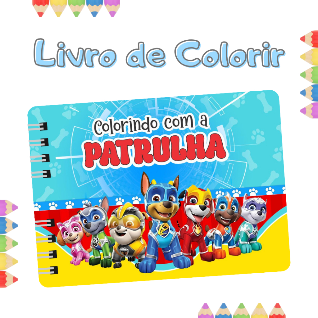 Livro de Colorir Folha GROSSA 180g Patrulha Canina 50 Páginas / PROMOÇÃO em Oferta na Shopee