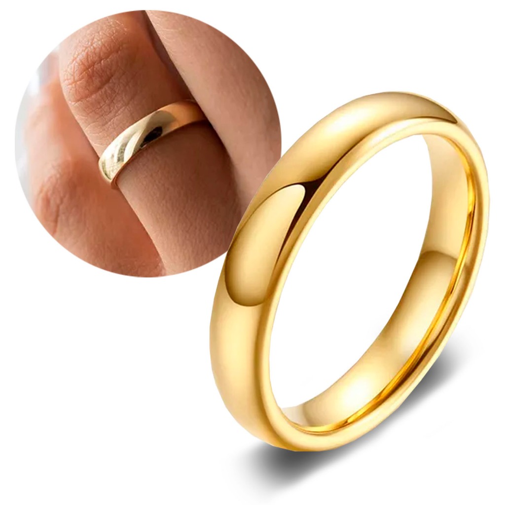 Aliança Avulsa Abaulada 4mm em Moeda Antiga Anel Masculino Feminino Dourado em Oferta na Shopee