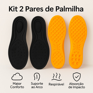 Kit 2 Pares de Palmilha de Gel Ortopédica Macia Confortável Anatômica Confort Silicone Anti-impacto em Oferta na Shopee