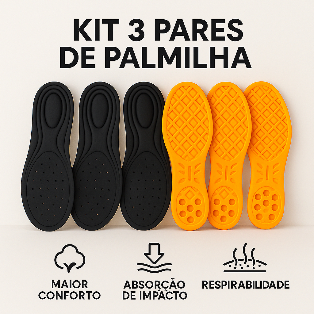 Kit 3 Pares Palmilha Ortopédica Anatômica em Gel-PU Confortável Bota Coturnos Militar Segurança em Oferta na Shopee