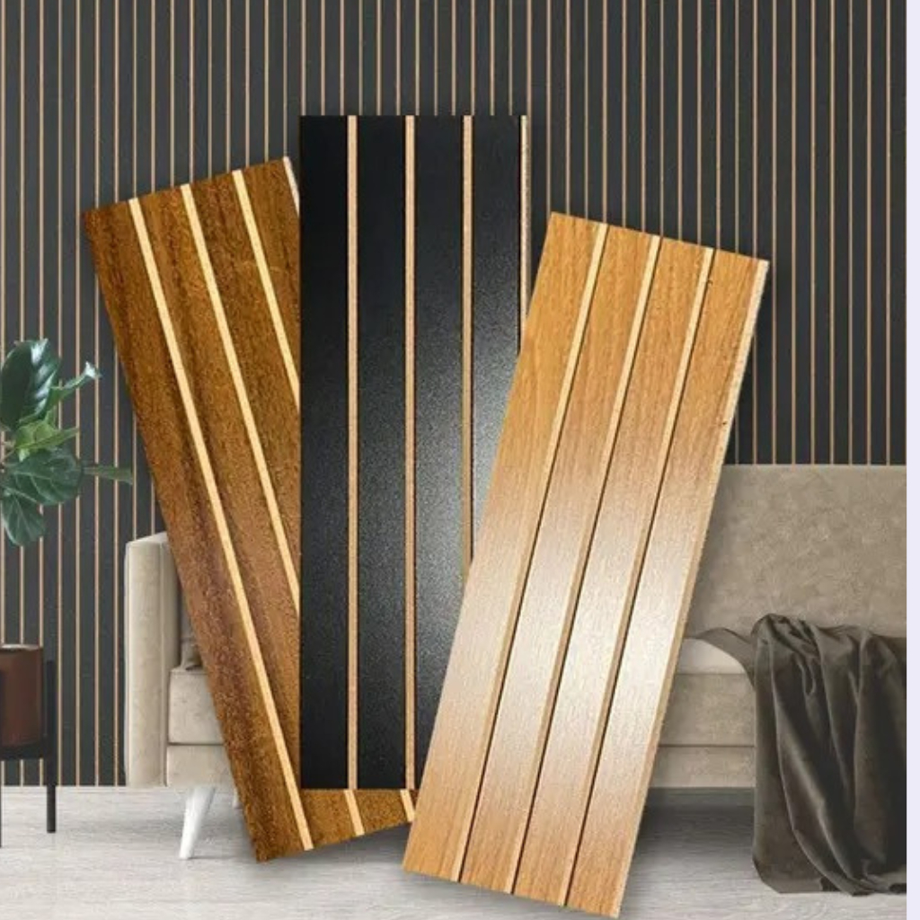 Kit 5, 10, 20 Revestimentos Ripados Placa Painel decorativo MDF 45x11 cm