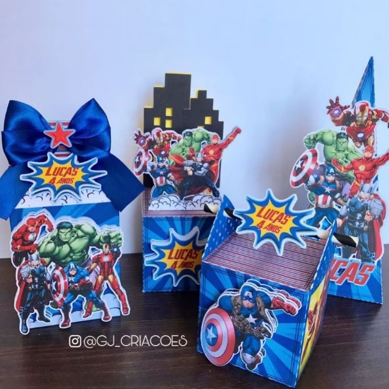 kit Festa Super heróis Vingadores lembrancinhas personalizados caixinhas aniversário festa infantil menino caixas