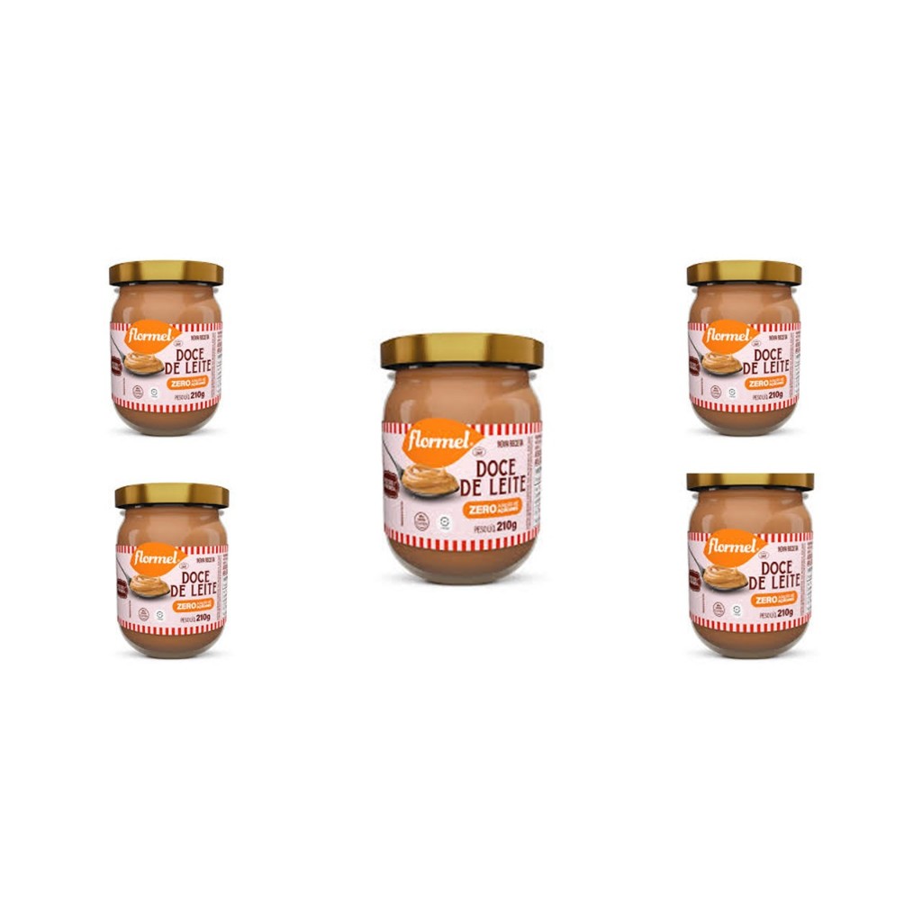 Kit 5 Doce de Leite Cremoso Flormel Zero Açúcar Pote com 210gr