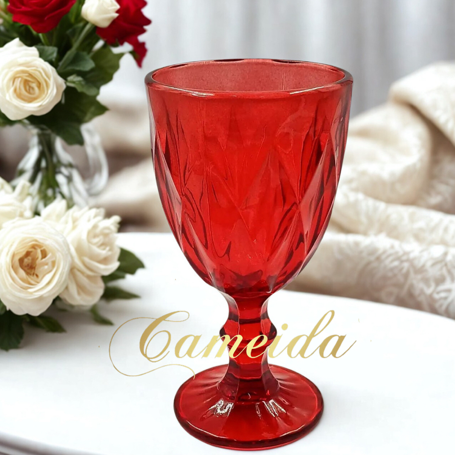 Taça Diamond Vidro Cor Vermelha P/ Água Suco Vinho 330ml  (1 Unidade)
