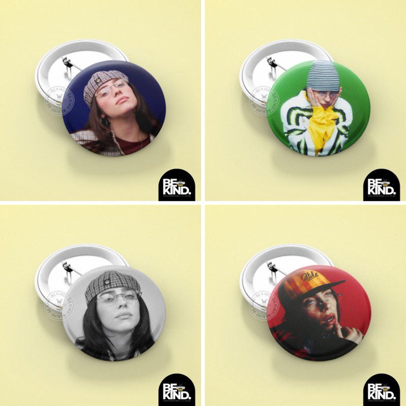 Botton/Broche 4,5cm Personalizados BILLIE EILISH | be kind.