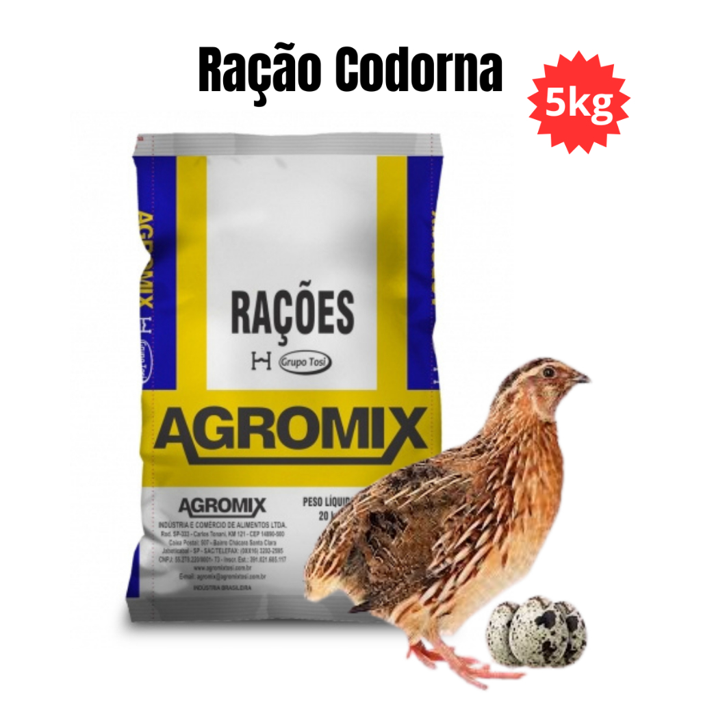 Ração Codornas Poedeiras Todas as Fases Alta Produtividade Crescimento Ovos 5kg
