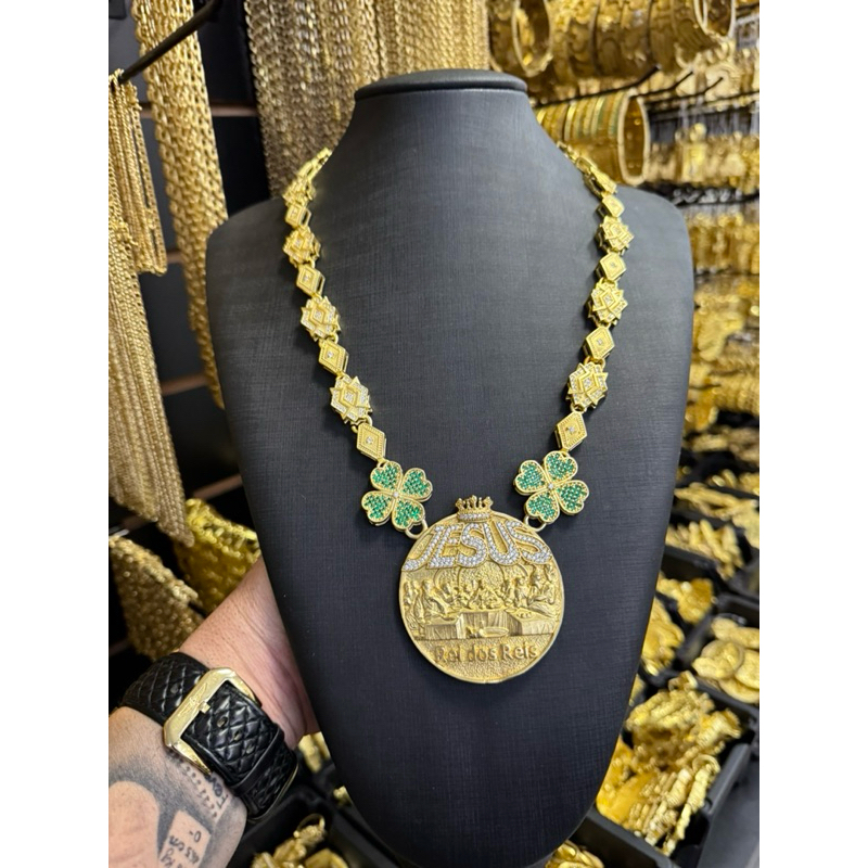 Corrente khalifa personalizada 14mm 70cm pingente santa ceia 100% moeda