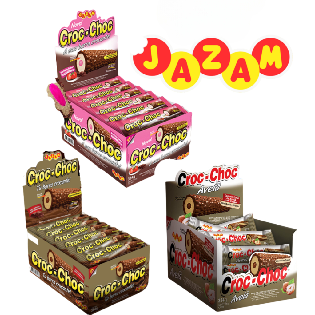 Chocolate Croc-Choc Avelã, Napolitano ou Chocolate 24 X 16 Gramas - Jazam em Oferta na Shopee