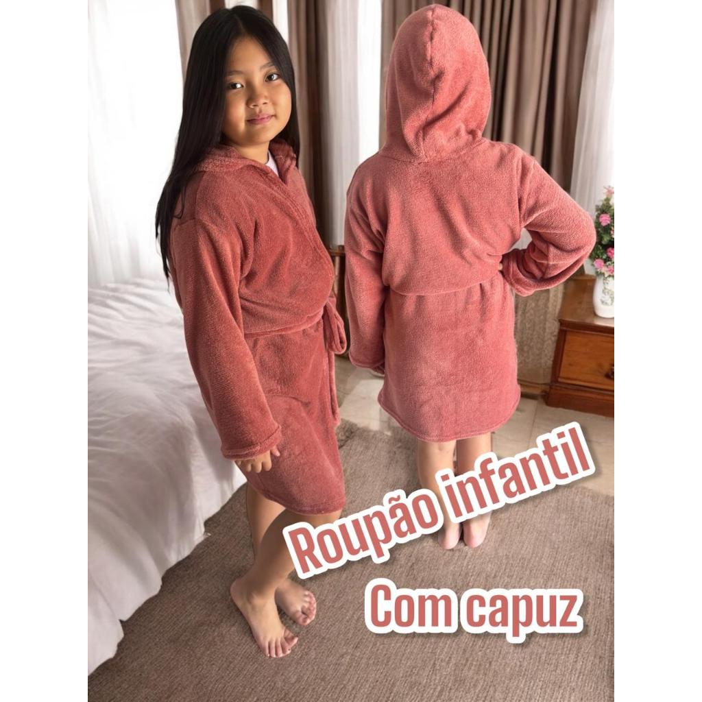 ROUPÃO INFANTIL MANGA LONGA MICROFIBRA COM CAPUZ-CORES VARIADAS