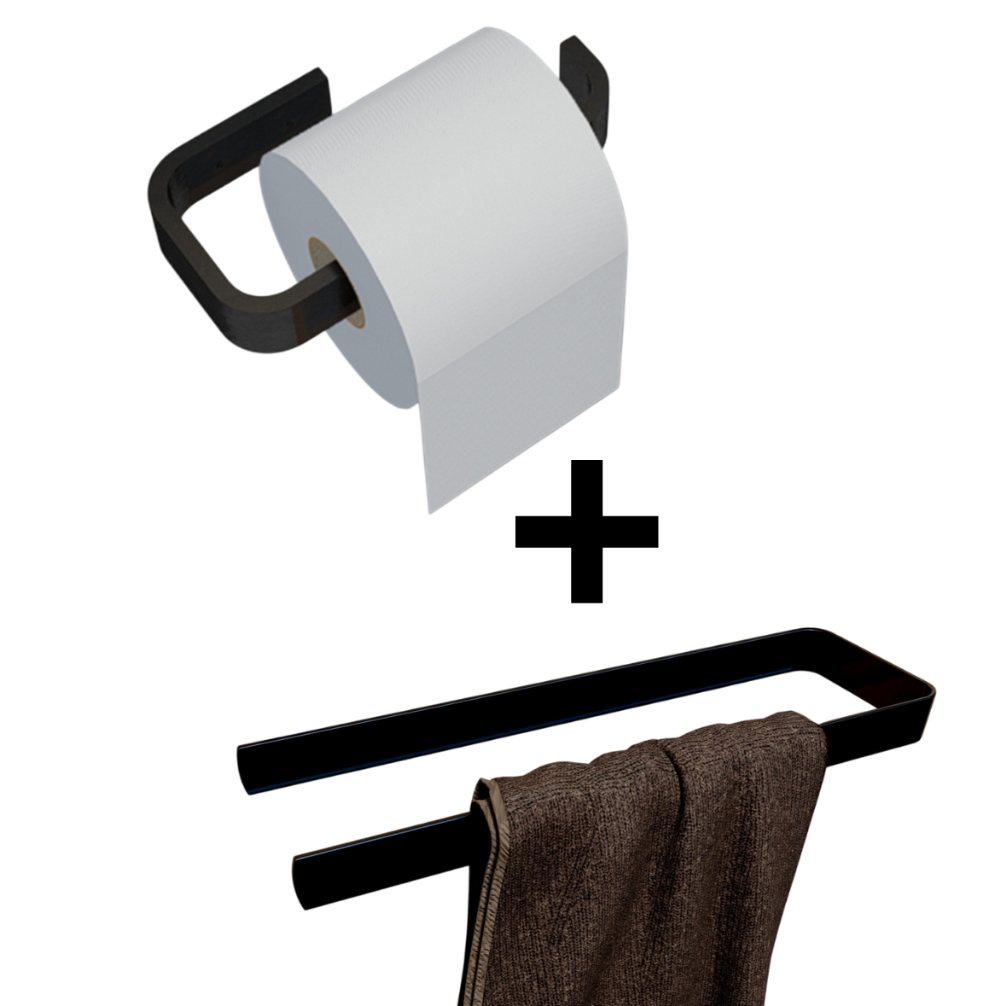 Kit porta papel higiênico + porta toalha de rosto metal em Oferta na Shopee