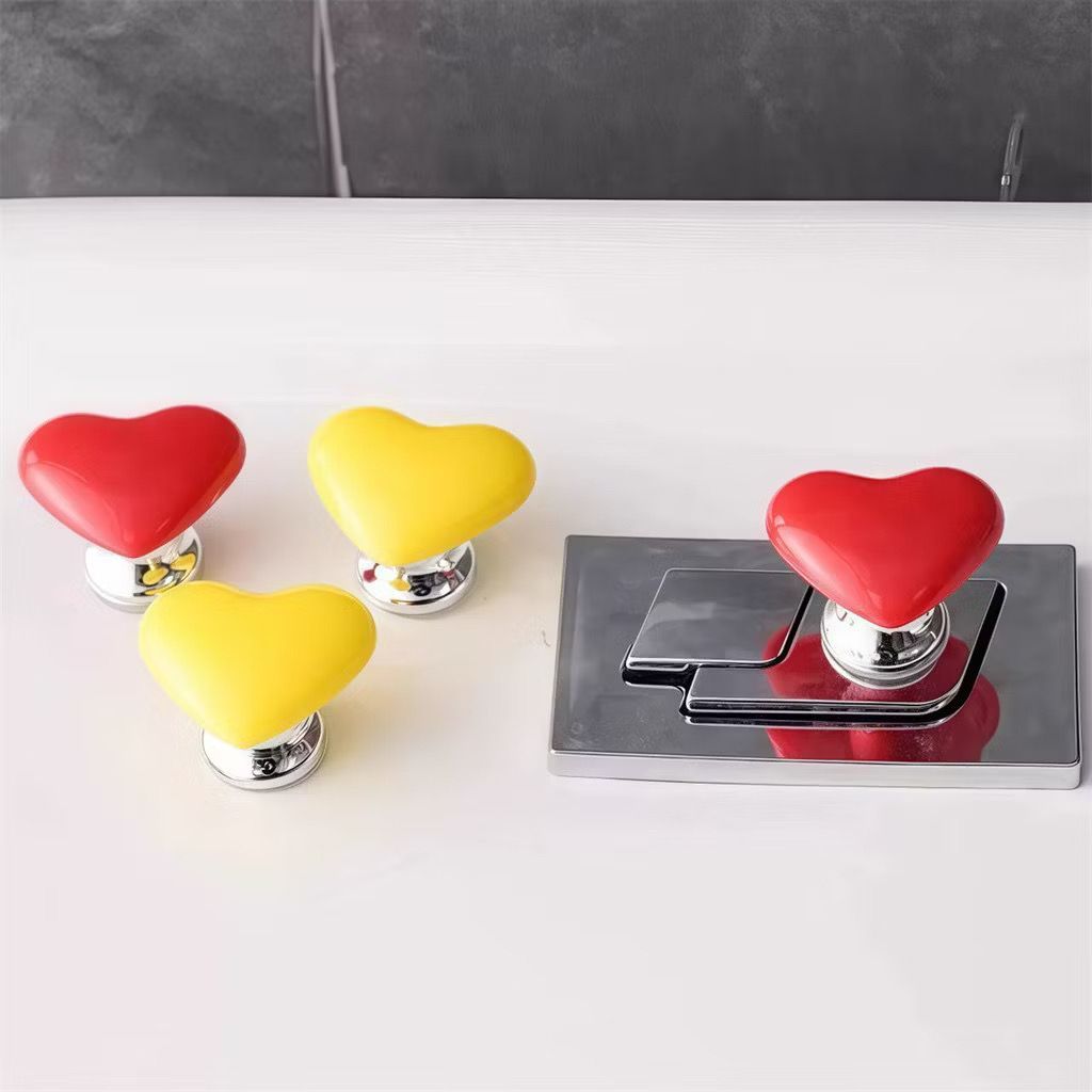 Botão De Puxador Pressão De Sanitários Em Forma De Coração Decoração Descarga De Água Banheiros