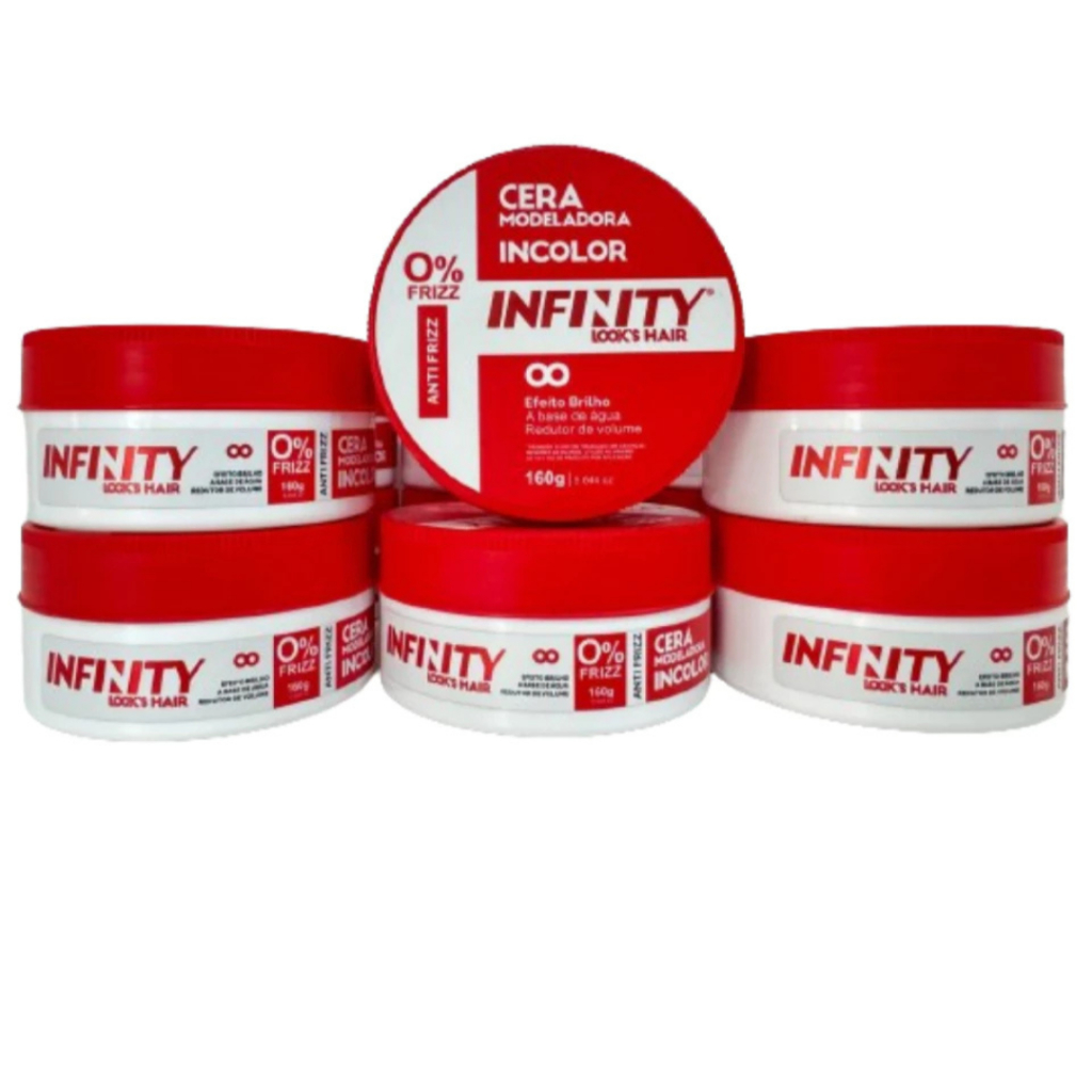 Kit 6x Cera Modeladora 160g  Incolor Vermelha Infinity | Anti Frizz | Alta Fixação | Efeto Brilho em Oferta na Shopee