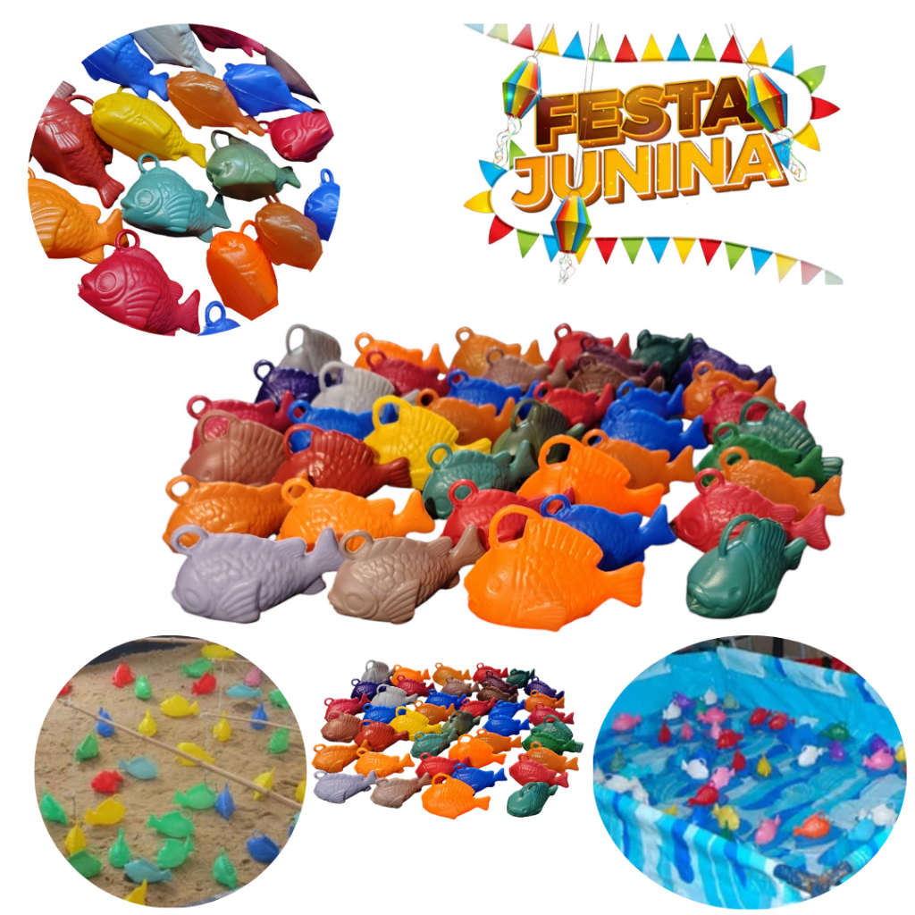 10 20 30 Peixes de PLastico P/ Água Areia Festa Junina Quermesse Pescaria SãoJ Prenda