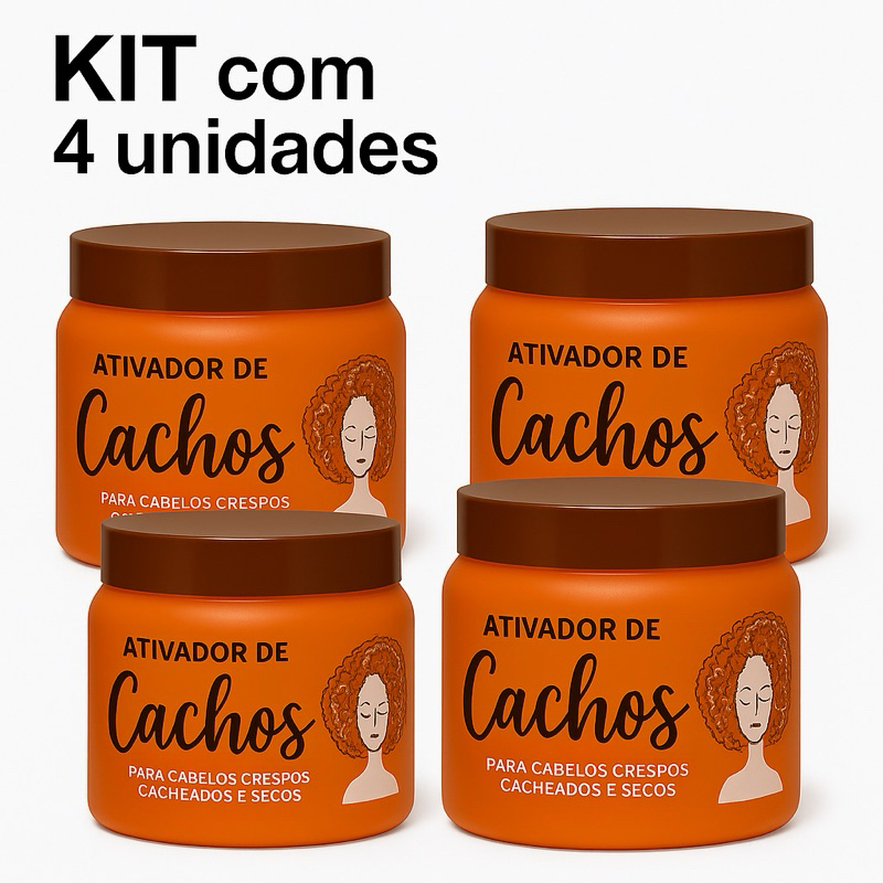 KIT COM 4 ATIVADOR DE CACHOS EM CREME 500G - NAXOS