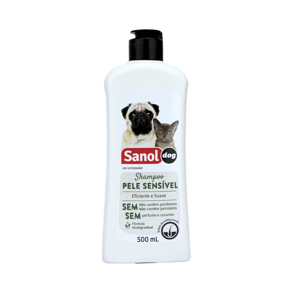 SHAMPOO PELE SENSÍVEL PARA CÃES E GATOS SANOL DOG 500 ML