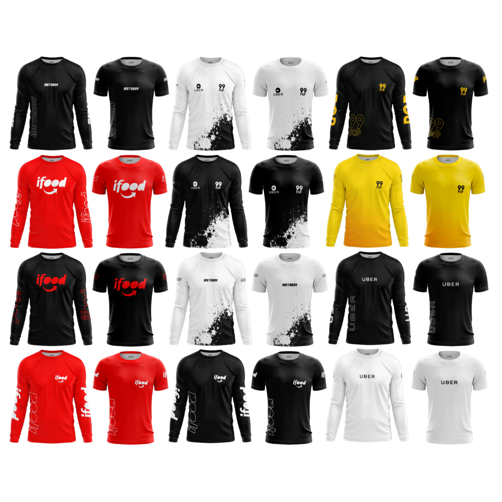 camisa manga longa e curta Motoboy Entregador Ifood Uber Profissões de transito Camisetas manga comprida com proteção Uv em Oferta na Shopee