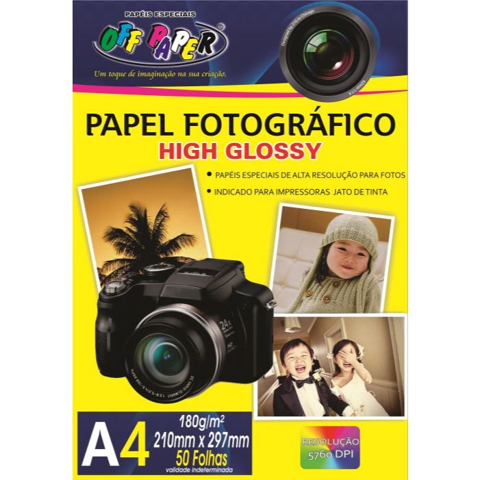 Papel Fotográfico Off Paper A4 50 Folhas High Glossy 180g /120g /240g em Oferta na Shopee