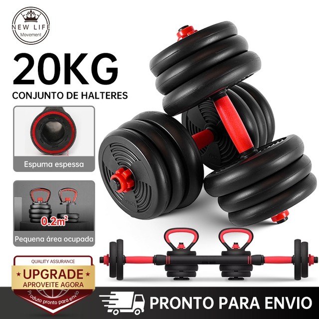 Kit Dumbbell Halter 20/10kg Ajustável Academia Musculação Para Braço Costa Peitoral Treino exercicio