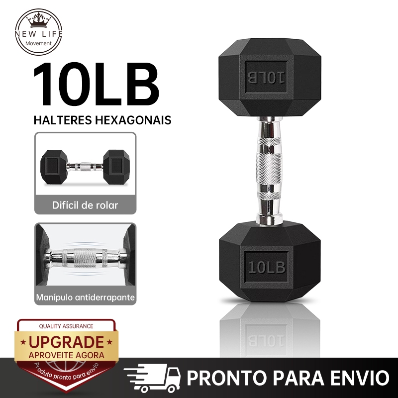 Mancuerna Hexagonal Con Forro De Vinil Gimnasio 10 Lb（4,54kg） Um único haltere-1 Unidade