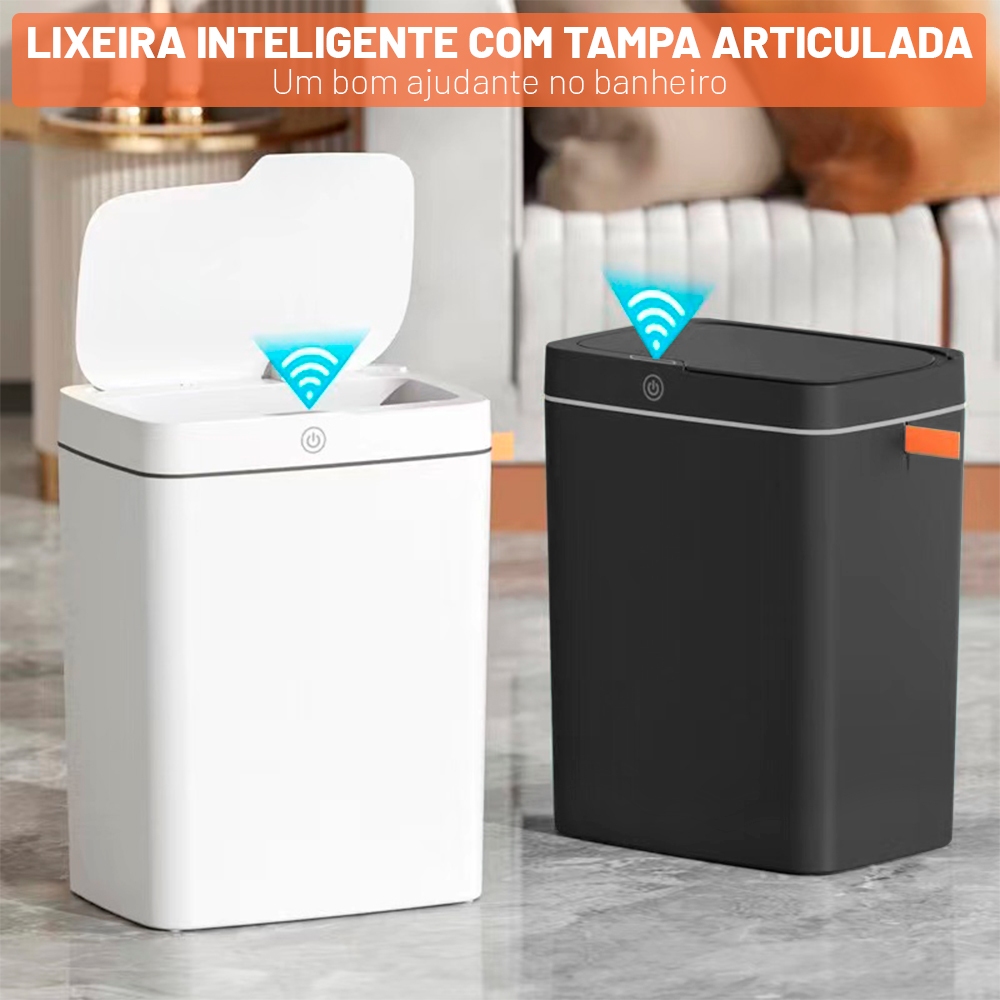 15L USB Lixeira recarregável com sensor automático inteligente para quarto, banheiro, cozi...