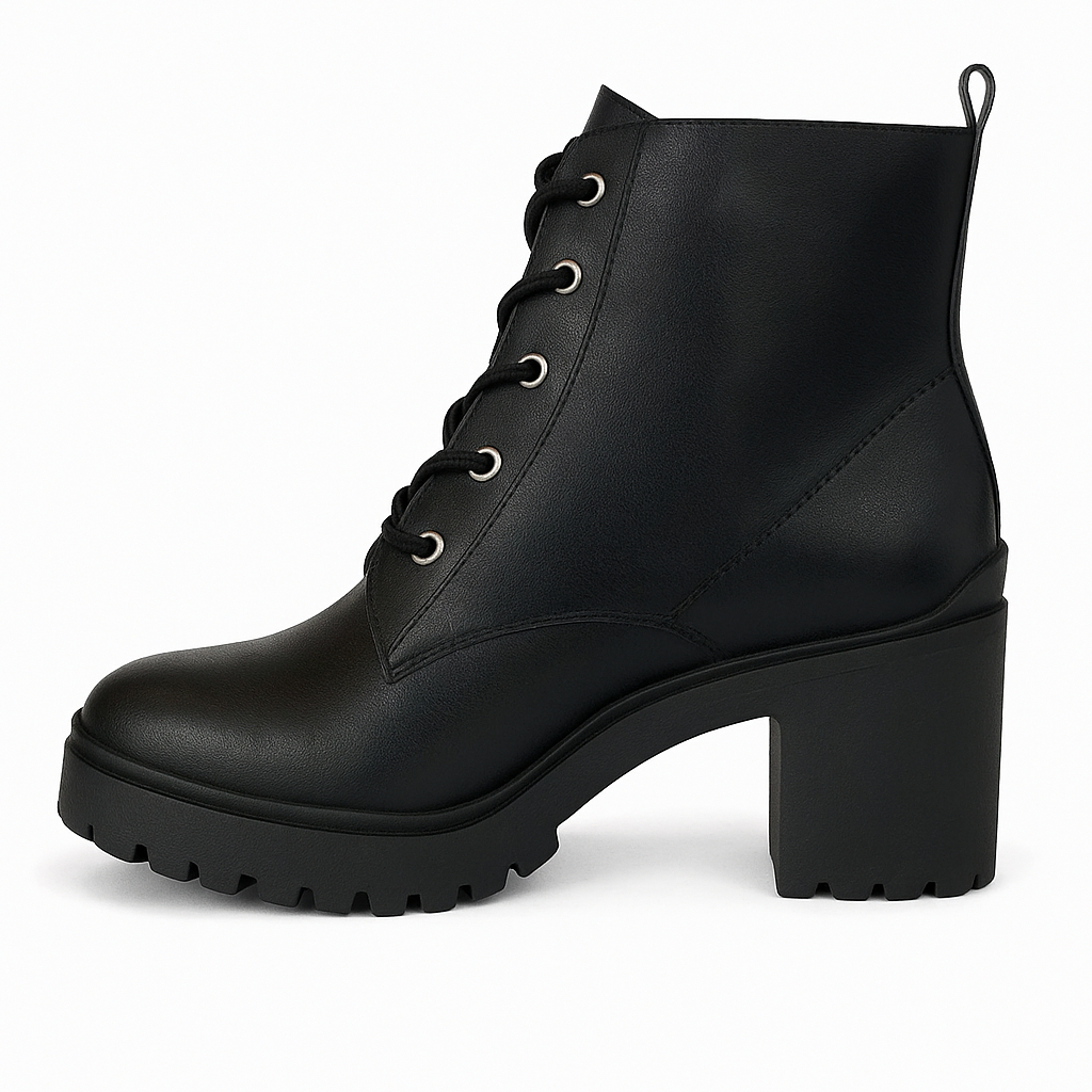 Bota Ramarim Coturno Feminina Tratorado Confortável Cano Curto Salto Grosso Moda Casual Plataforma