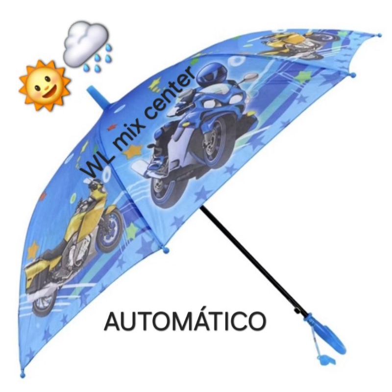 GUARDA CHUVA SOMBRINHA INFANTIL MENINO AUTOMÁTICO COM APITO