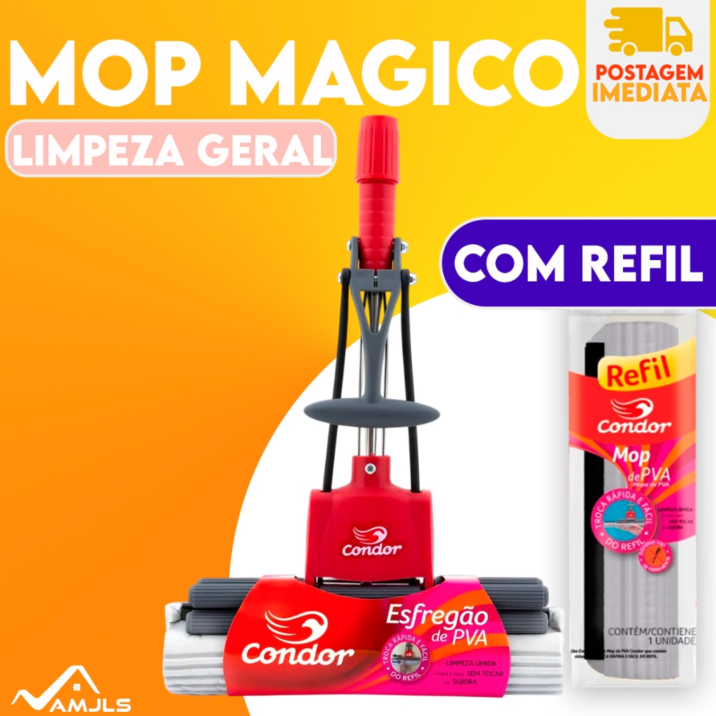 MOP Mágico Limpeza Geral Plus Rodo PVA Lava e Seca Esponja Super Absorvente em Oferta na Shopee