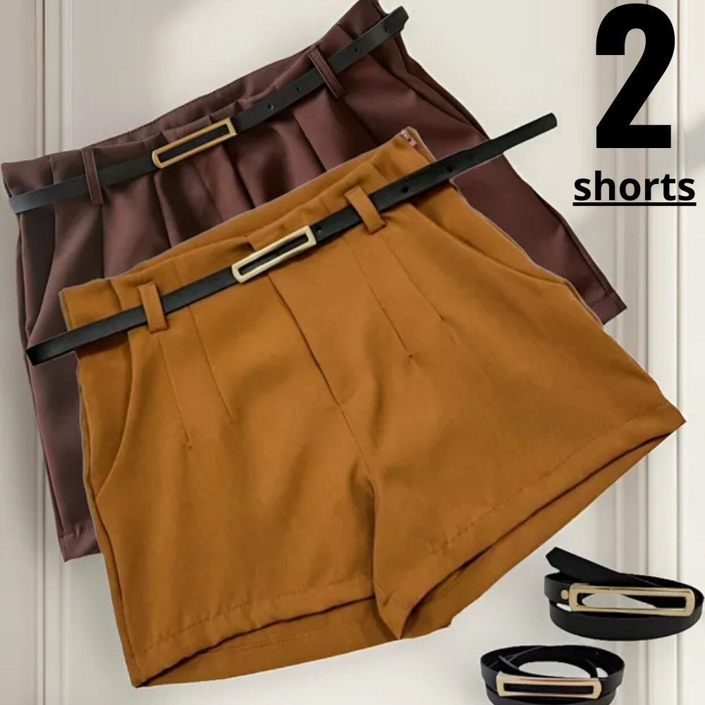 Kit 2 Shorts Alfaiataria Feminino com Cinto e Bolsos Elegante Versátil Confortável Frete Grátis
