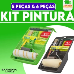 Kit Pintura Casa Parede Rolo Lã Anti Respingo Pincel E Bandeja 5 e 6 Peças Condor