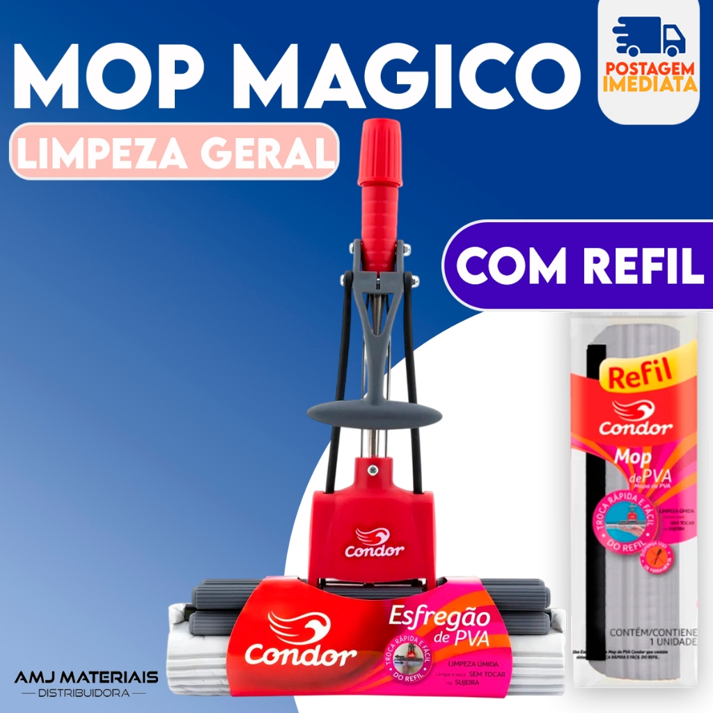 MOP Mágico Limpeza Geral Plus Rodo PVA Lava e Seca Esponja Super Absorvente em Oferta na Shopee