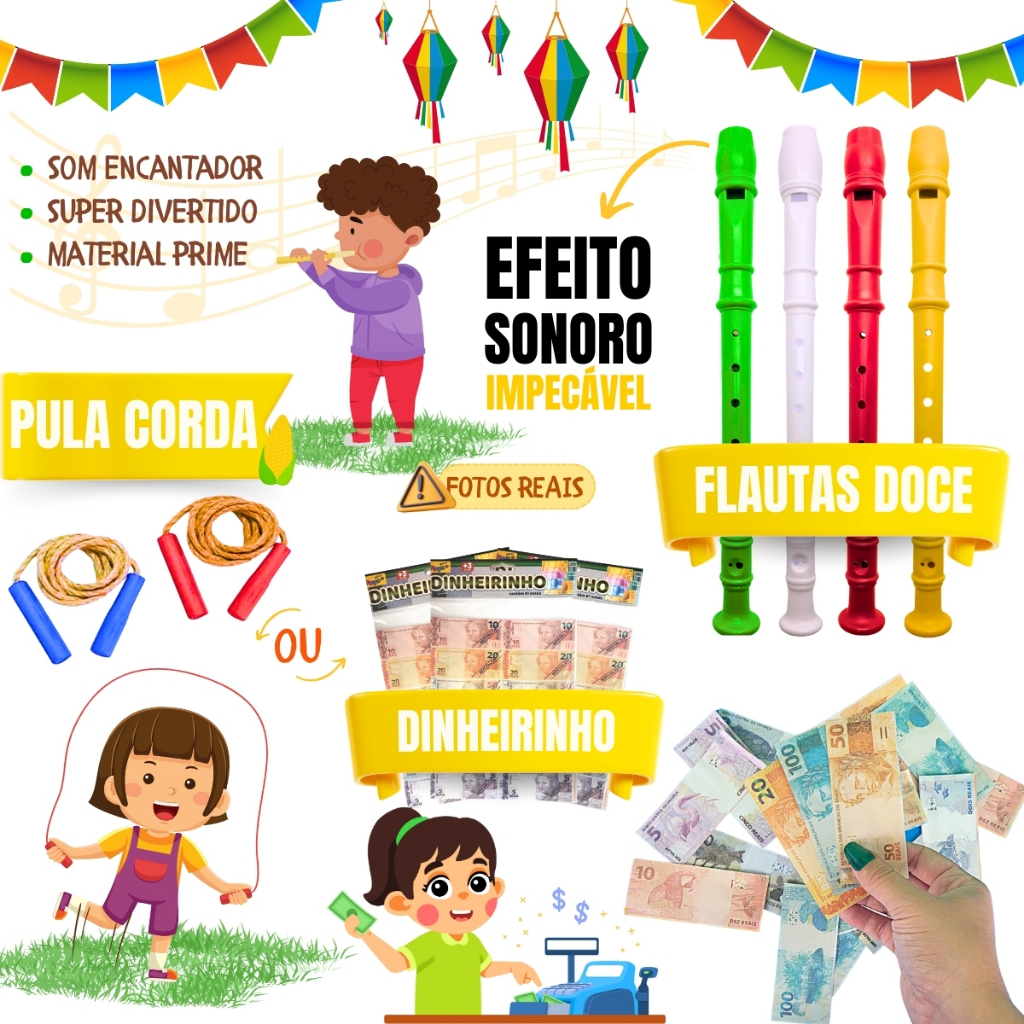 Kit 30 Prenda Festa Junina Julina Lembrancinha Aniversário Brinquedos Doação Criança Promoção — imagem 2 de 2