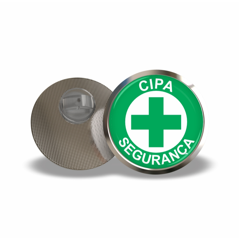 Pin Boton Broche Segurança do Trabalho Cipa Segurança e Brigada de Incêndio 2,5 cm - 10 und