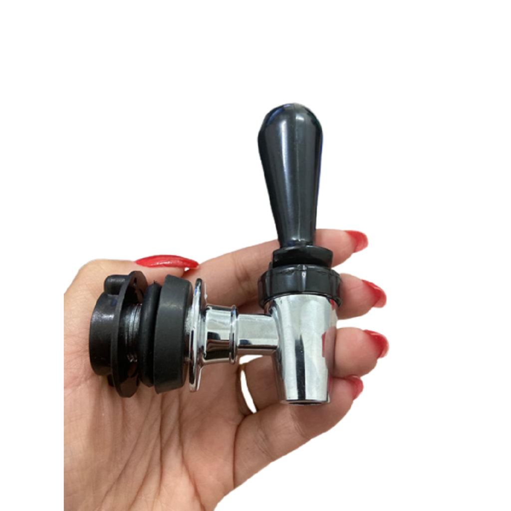 Kit com 03 Pçs Torneira Para Chopeira em ABS Preto/Prata - Torre de Chopp Bar