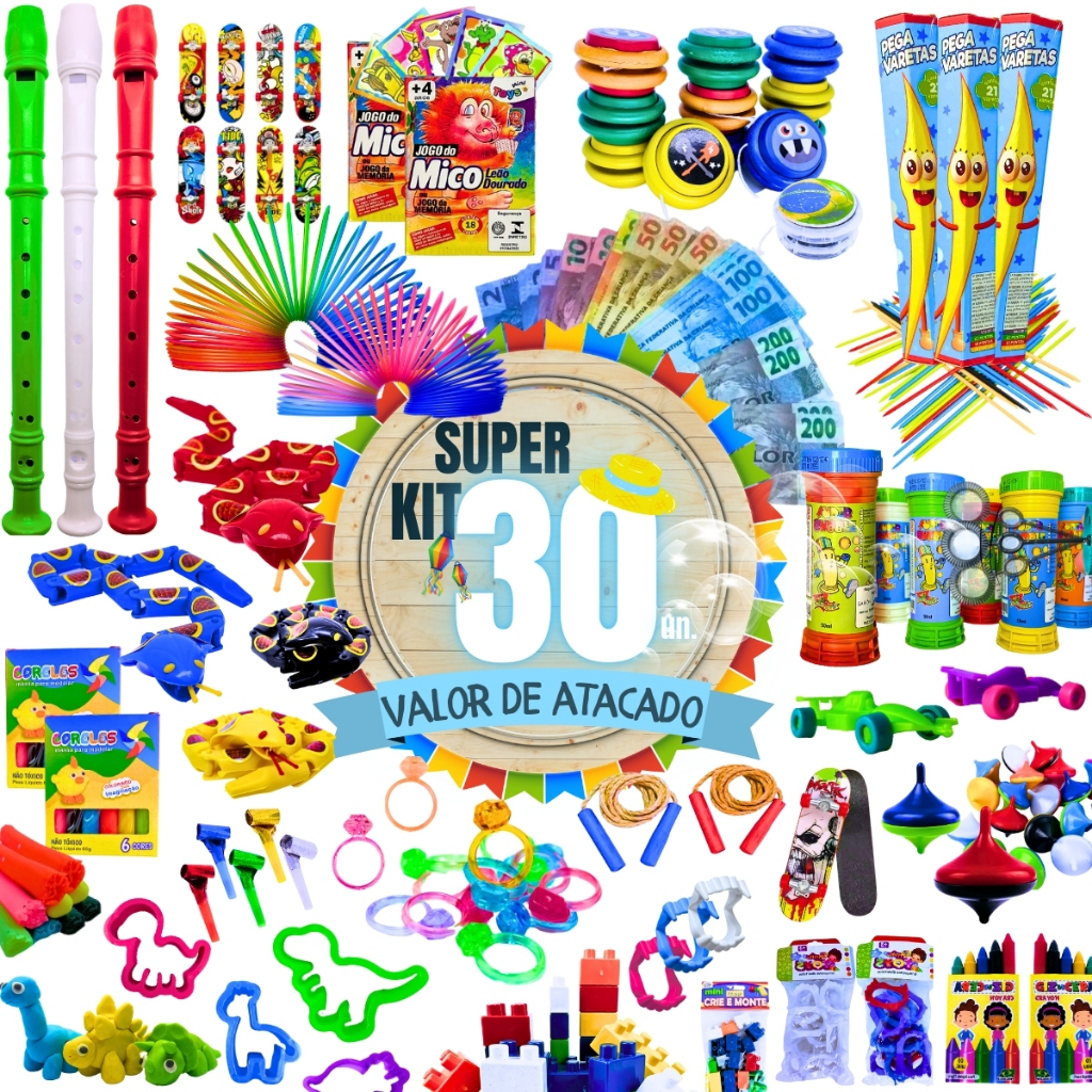 Kit 30 Prenda Festa Junina Julina Lembrancinha Aniversário Brinquedos Doação Criança Promoção
