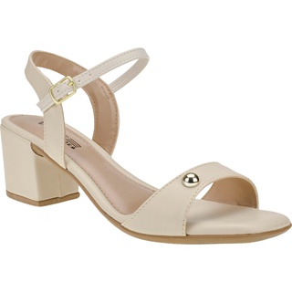Sandália de Salto Médio Bloco Bico Redondo Fivela Palmilha Confort Vitrine shoes em Oferta na Shopee