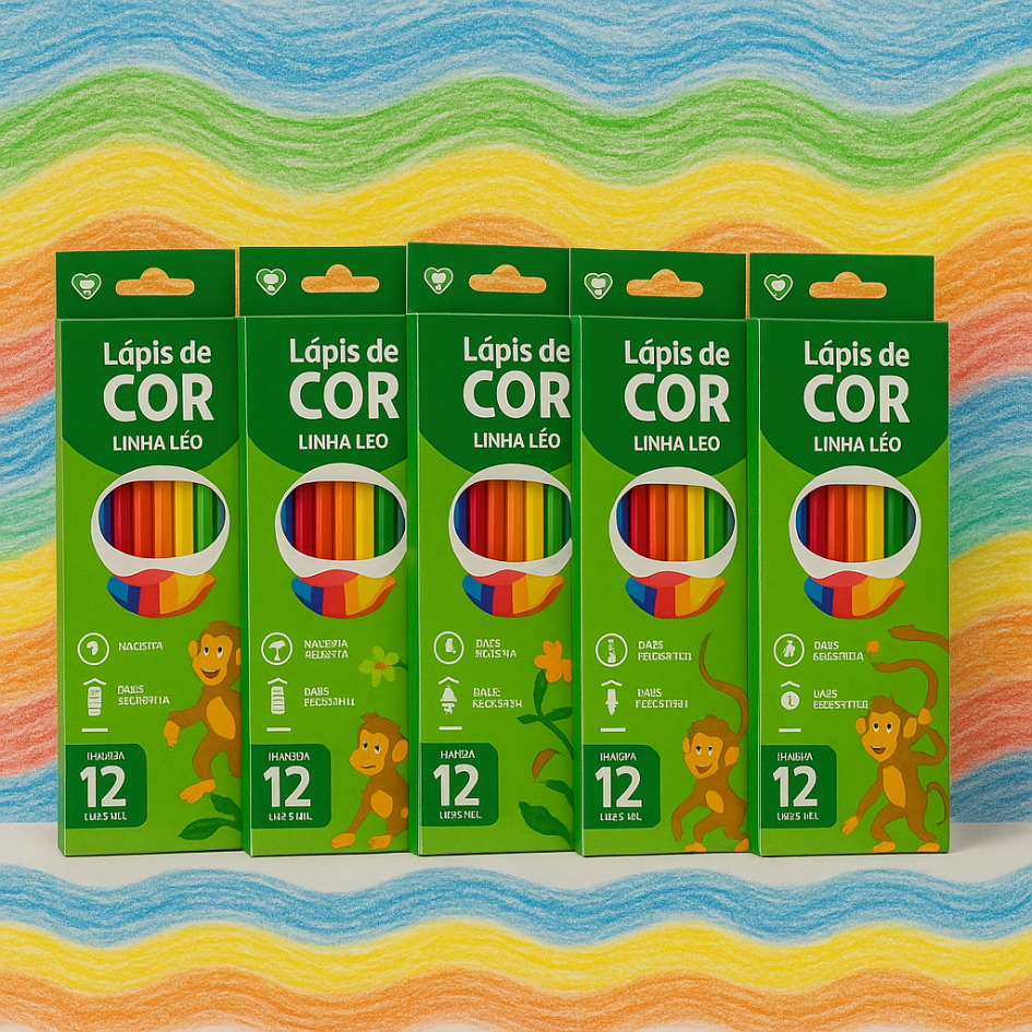 Kit Atacado Lápis de Cor Leo Eco – Caixas Grandes de 12 Cores Opções de 6 ou 30 Unidades