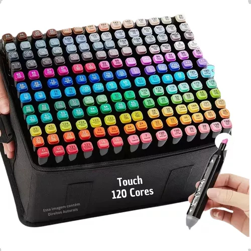 Caneta Hidrográfica Marcador Touch 48-168 Cores - Ponta Dupla para Desenho Artístico e Escolar