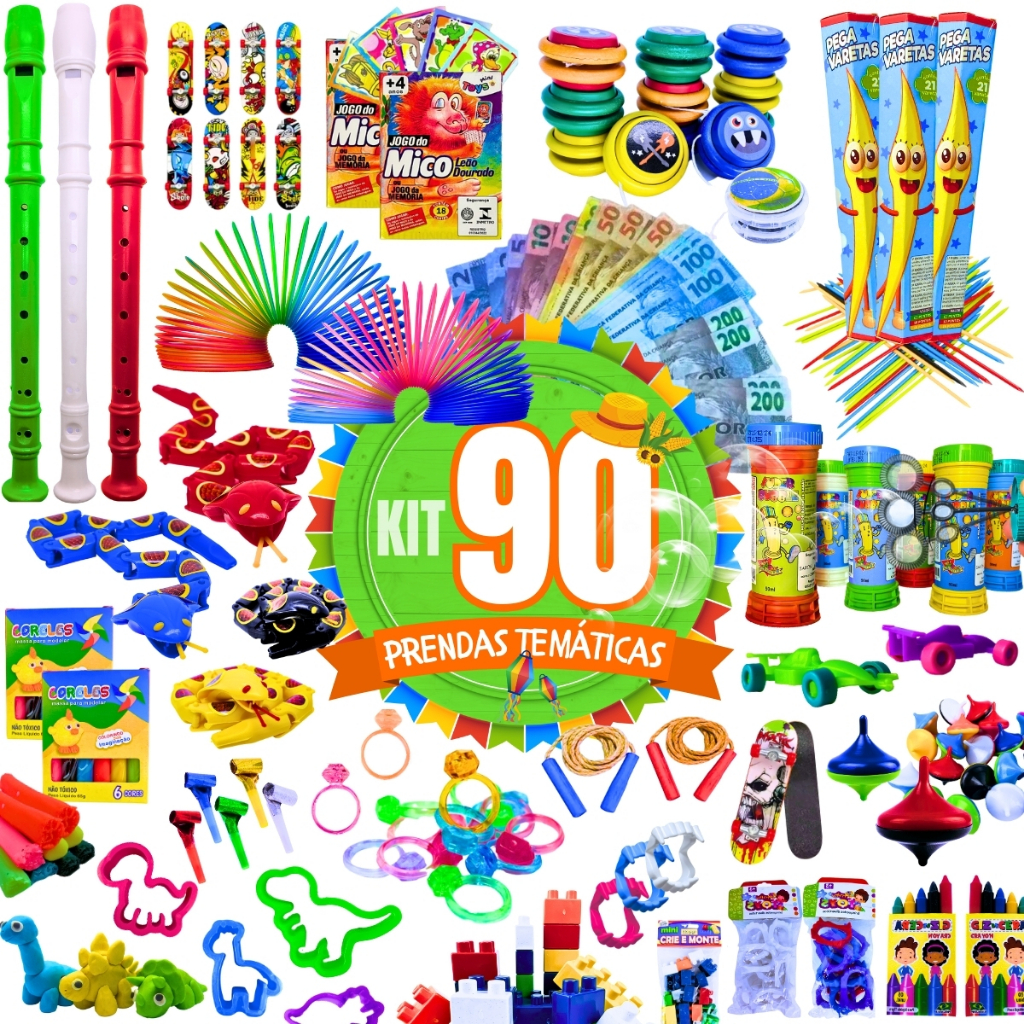 Kit 90 Prenda Festa Junina Brinquedos Doação Lembrancinha Criança