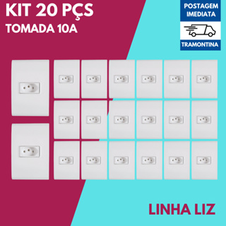 Kit 20 Tomada Simples 2PT+T 10A 4X2 Embutir Linha Liz Tramontina em Oferta na Shopee