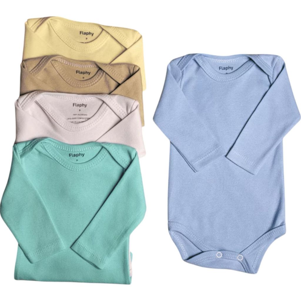 kit 4 peças mijão calça e body manga longa infantil bebe masculino e feminino Pagão pra Maternidade enxoval completo