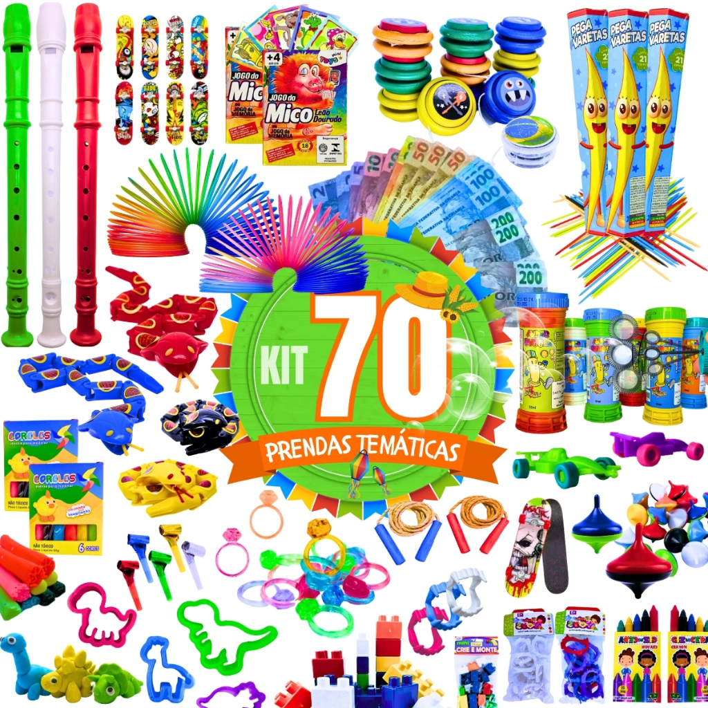 Kit 70 Prenda Festa Junina Brinquedos Doação Lembrancinha Criança